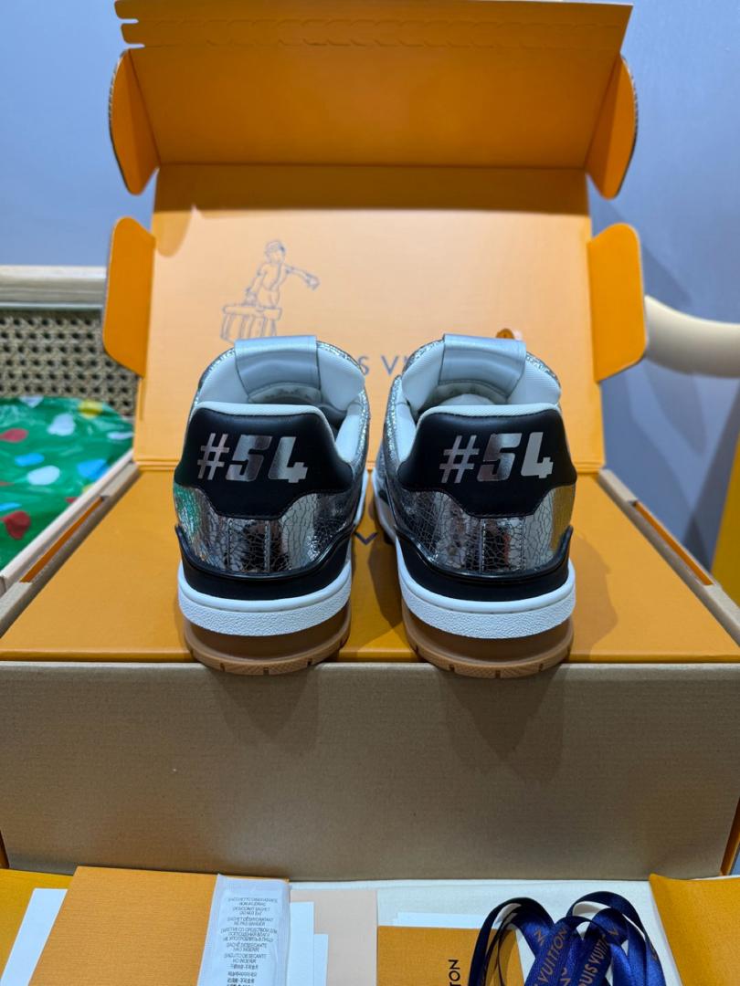 LV Trainer Silver Leather