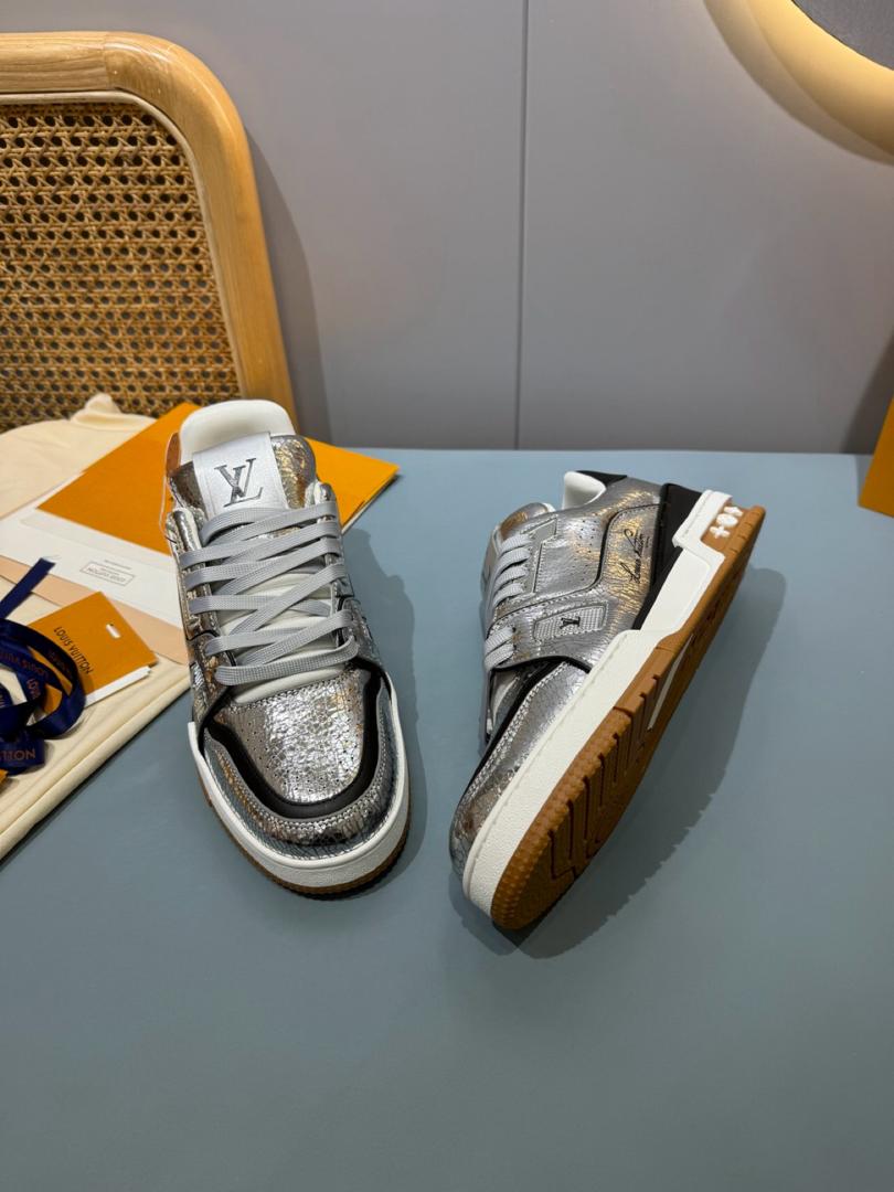 LV Trainer Silver Leather