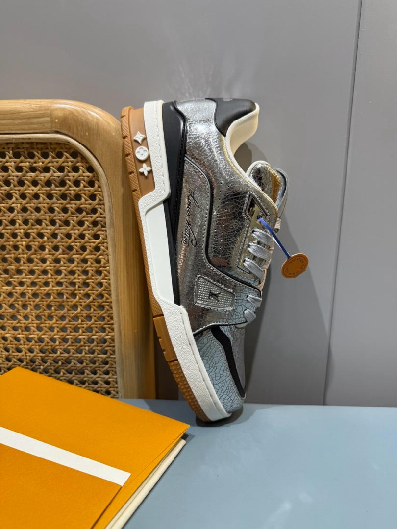 LV Trainer Silver Leather