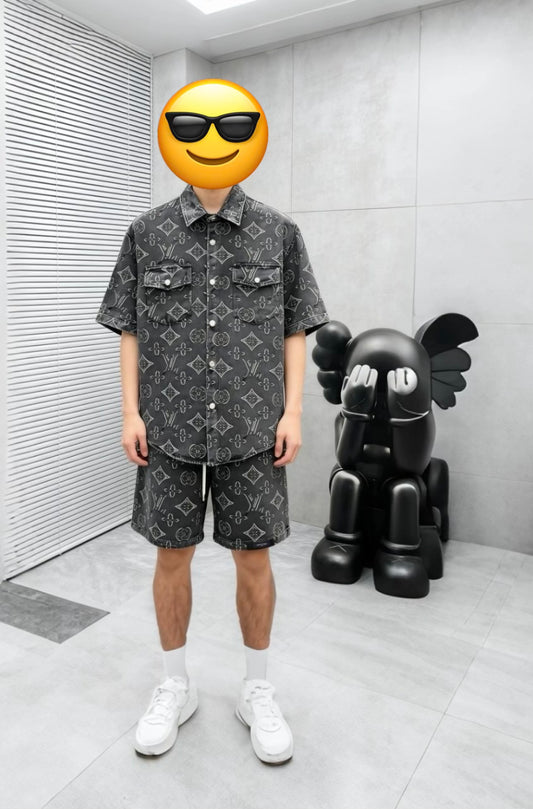 Conjunto LV Louis Vuitton monograma LV em ganga