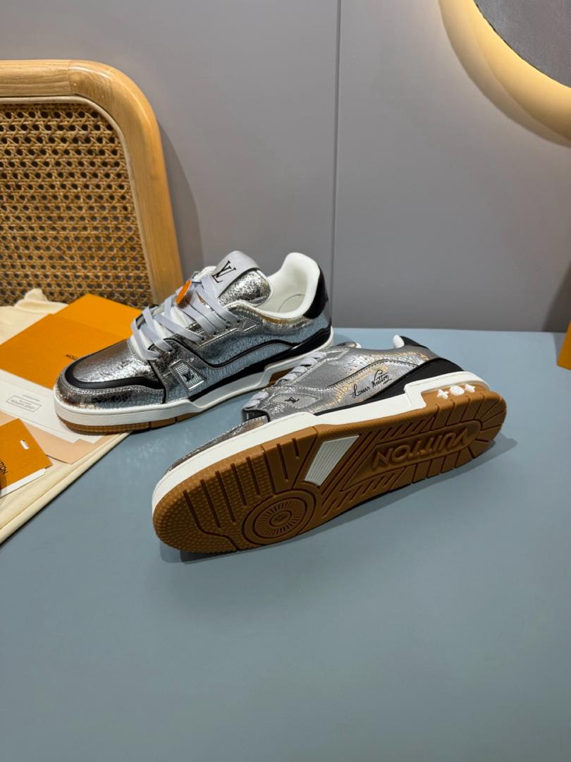 LV Trainer Silver Leather