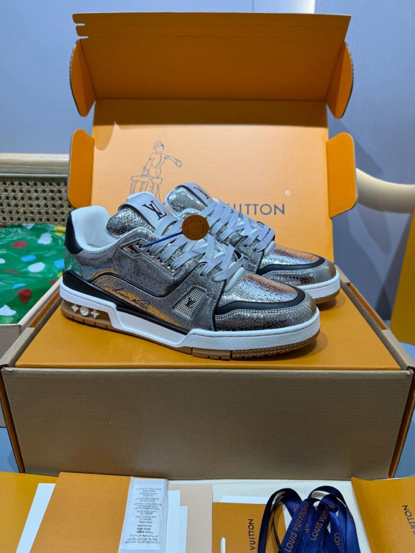 LV Trainer Silver Leather