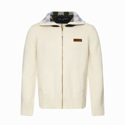 Casaco LV Louis Vuitton Zipped Intarsia Track Top em lã