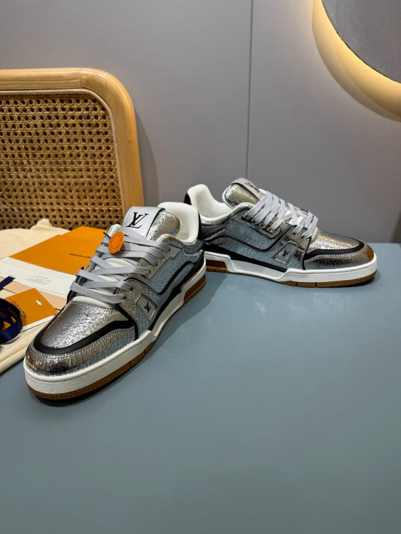 LV Trainer Silver Leather