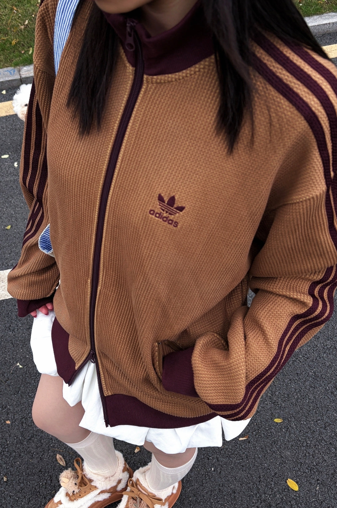 Adidas Originals Knit Track Top Bege + Bordeaux